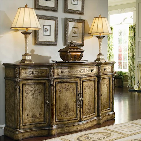 Antique Style Credenza with Gold and Silver Leaf Finish